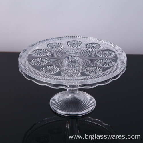 Wholesale Wedding Decorative Embossed Glass Cake Plate